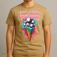Big Drip Energy Ice Cream Baseball Funny Summer Vibes T-Shirt thumb 3