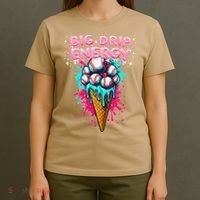 Big Drip Energy Ice Cream Baseball Funny Summer Vibes T-Shirt thumb 4