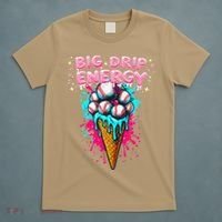 Big Drip Energy Ice Cream Baseball Funny Summer Vibes T-Shirt thumb 5