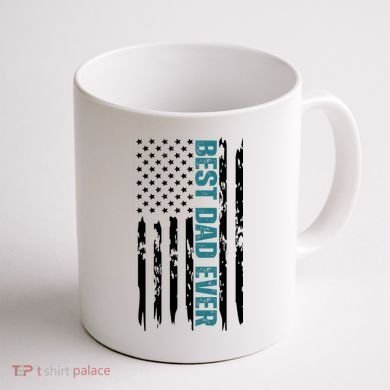 Best Dad Ever American Flag Coffee Mug back
