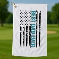 Best Dad Ever American Flag Golf Towel thumb 1