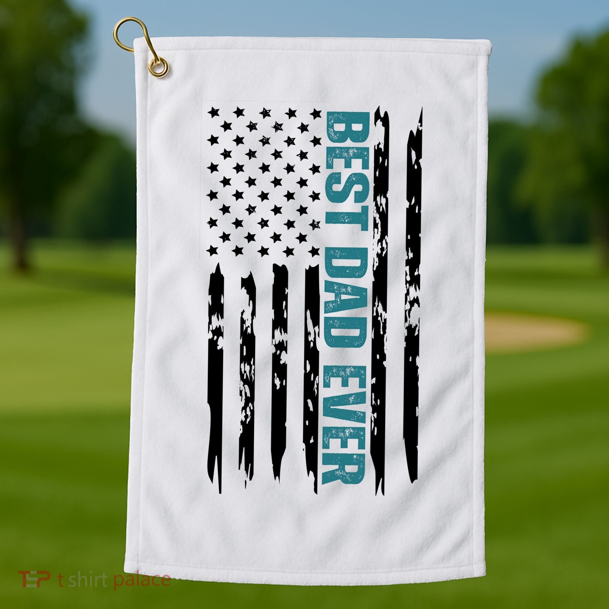 Best Dad Ever American Flag Golf Towel