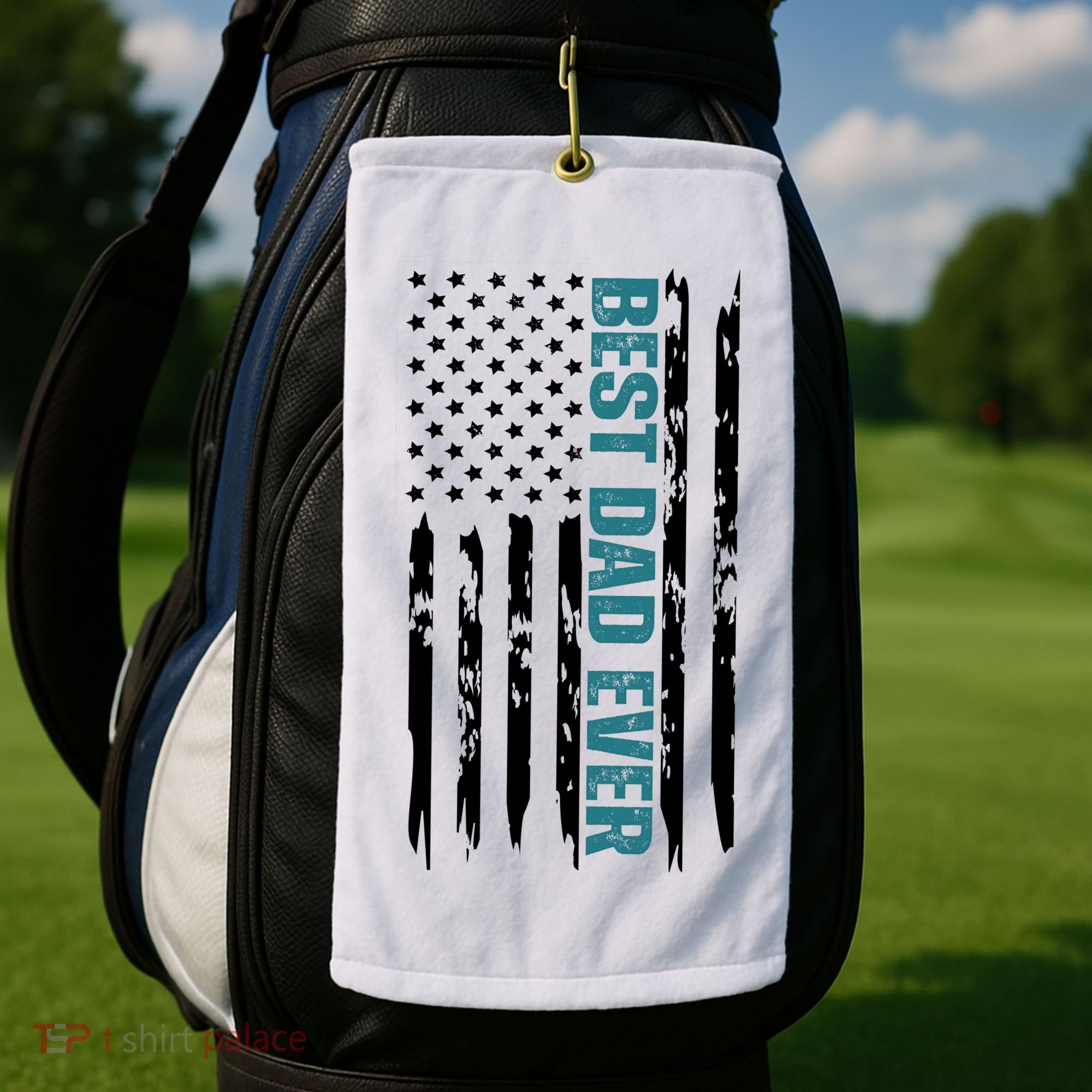 Best Dad Ever American Flag Golf Towel