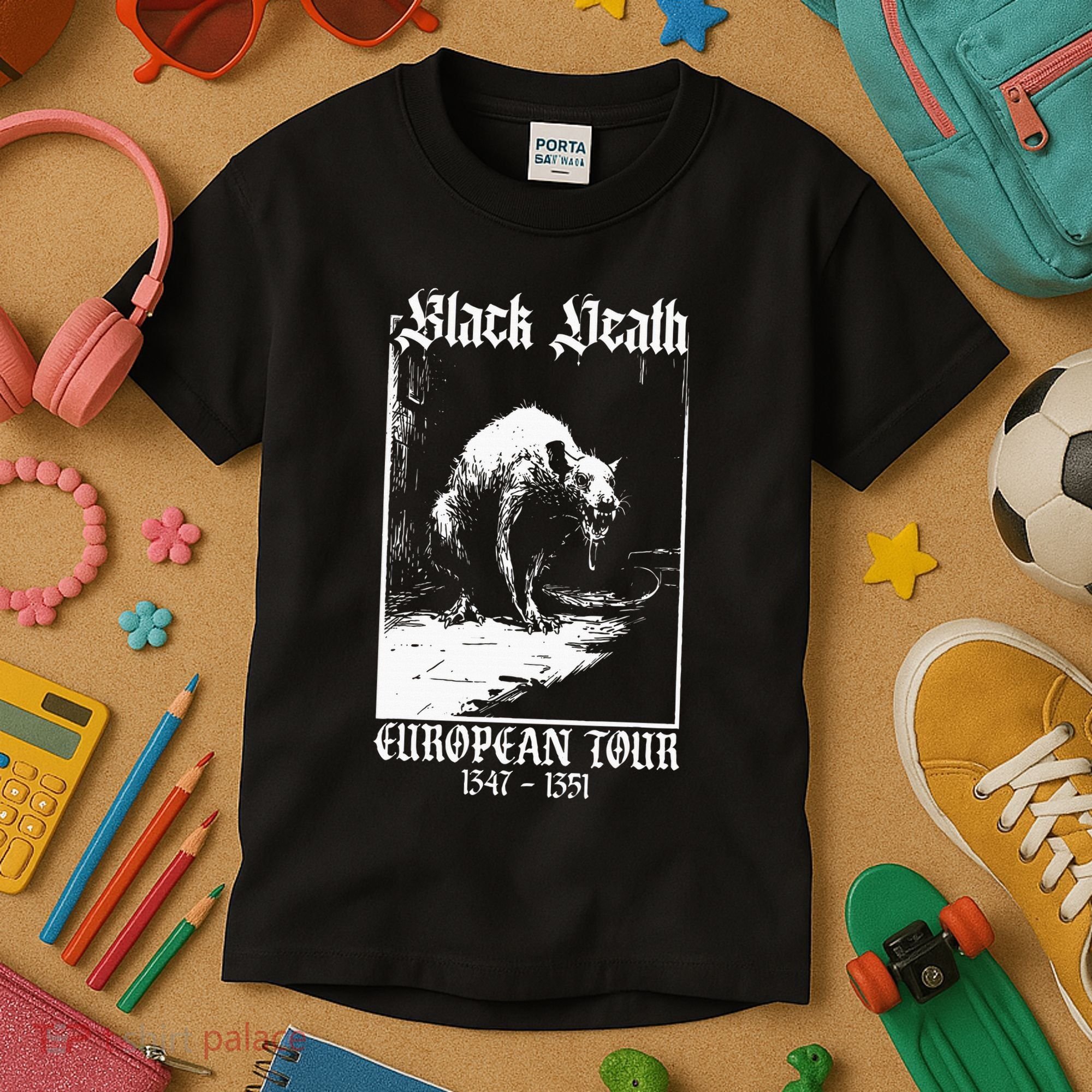 Black Death European Plague Rat Medieval Kids T-Shirt