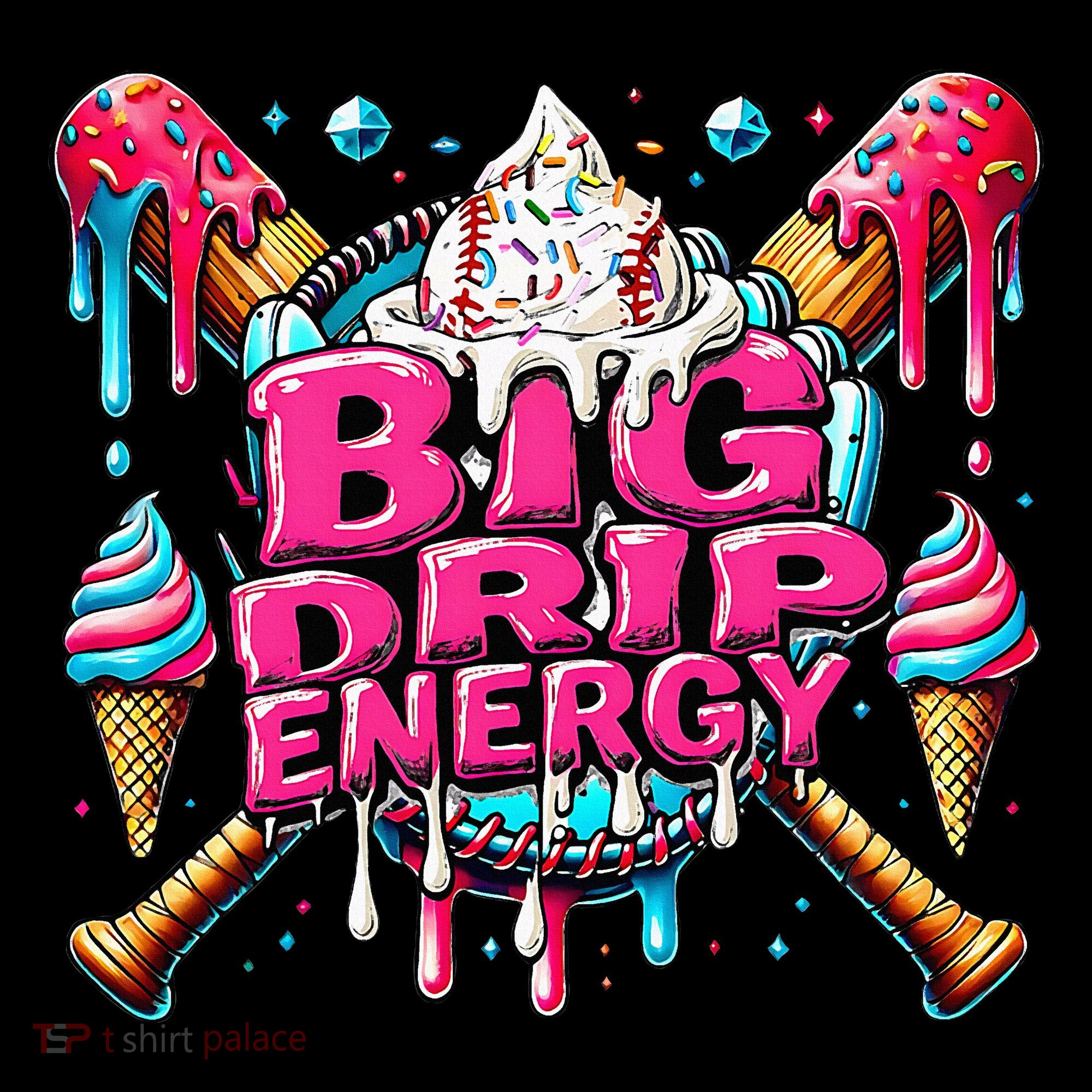 Big Drip Energy Baseball Drip Ice Cream Sprinkles Women's Hoodie