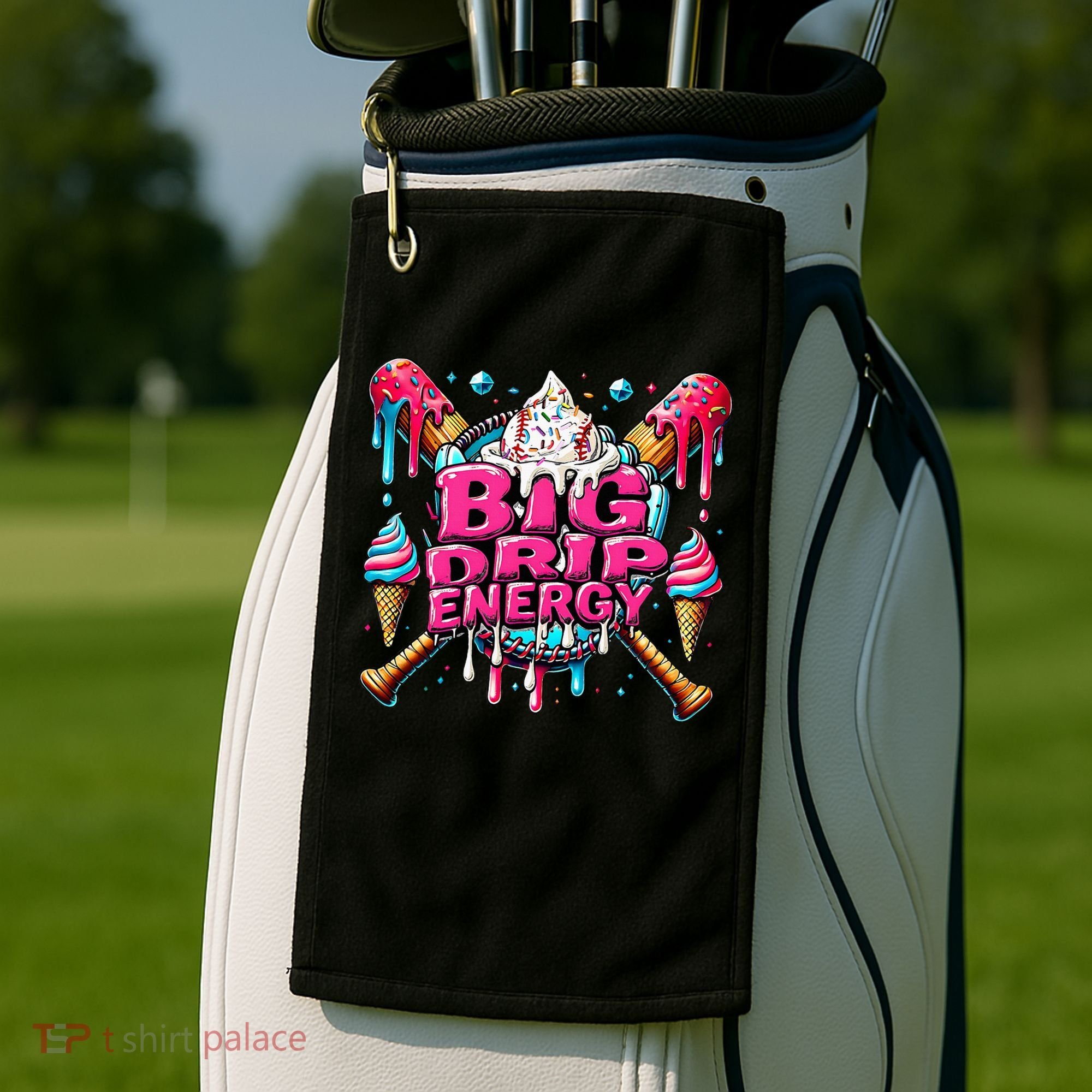 Big Drip Energy Baseball Drip Ice Cream Sprinkles Golf Towel