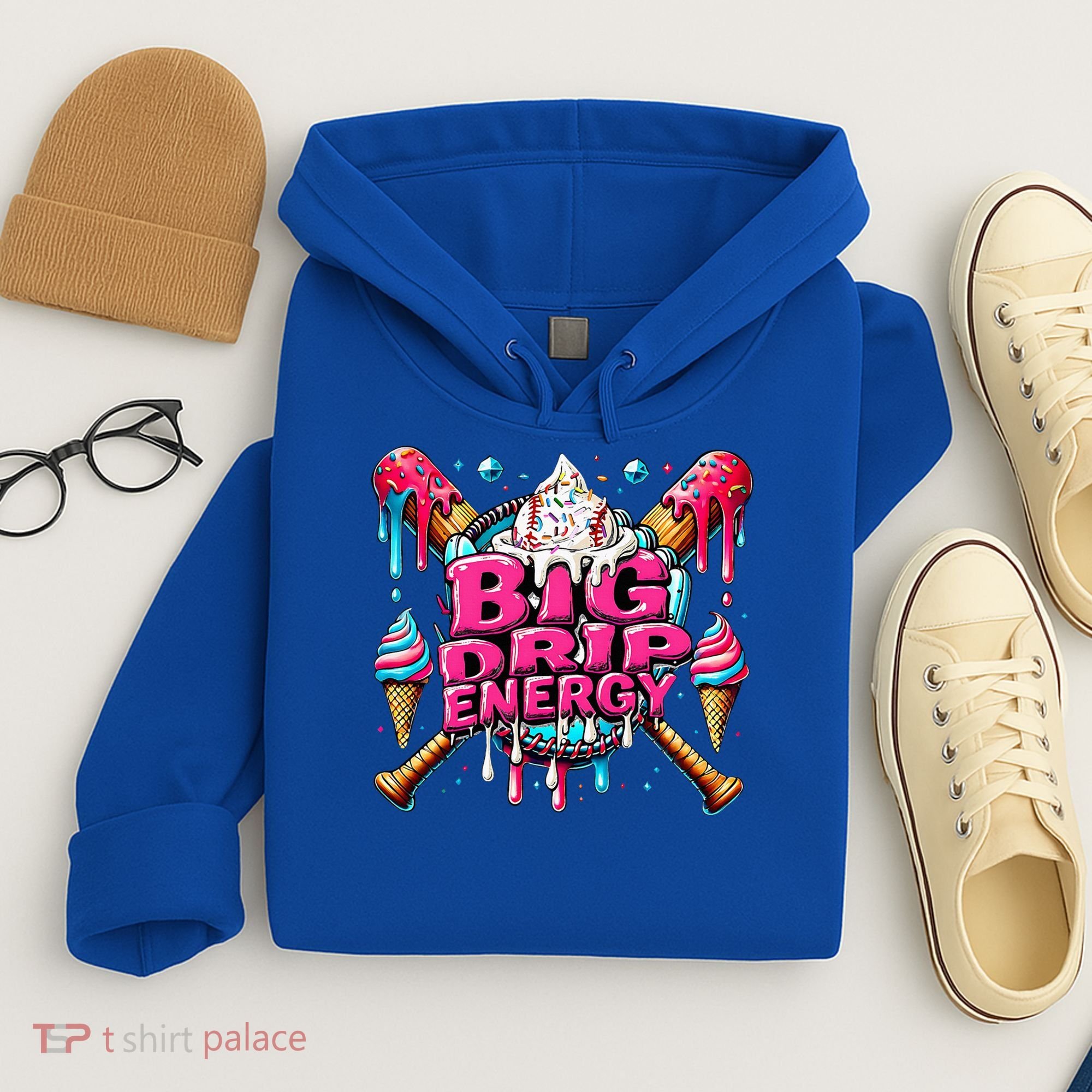 Big Drip Energy Baseball Drip Ice Cream Sprinkles Hoodie