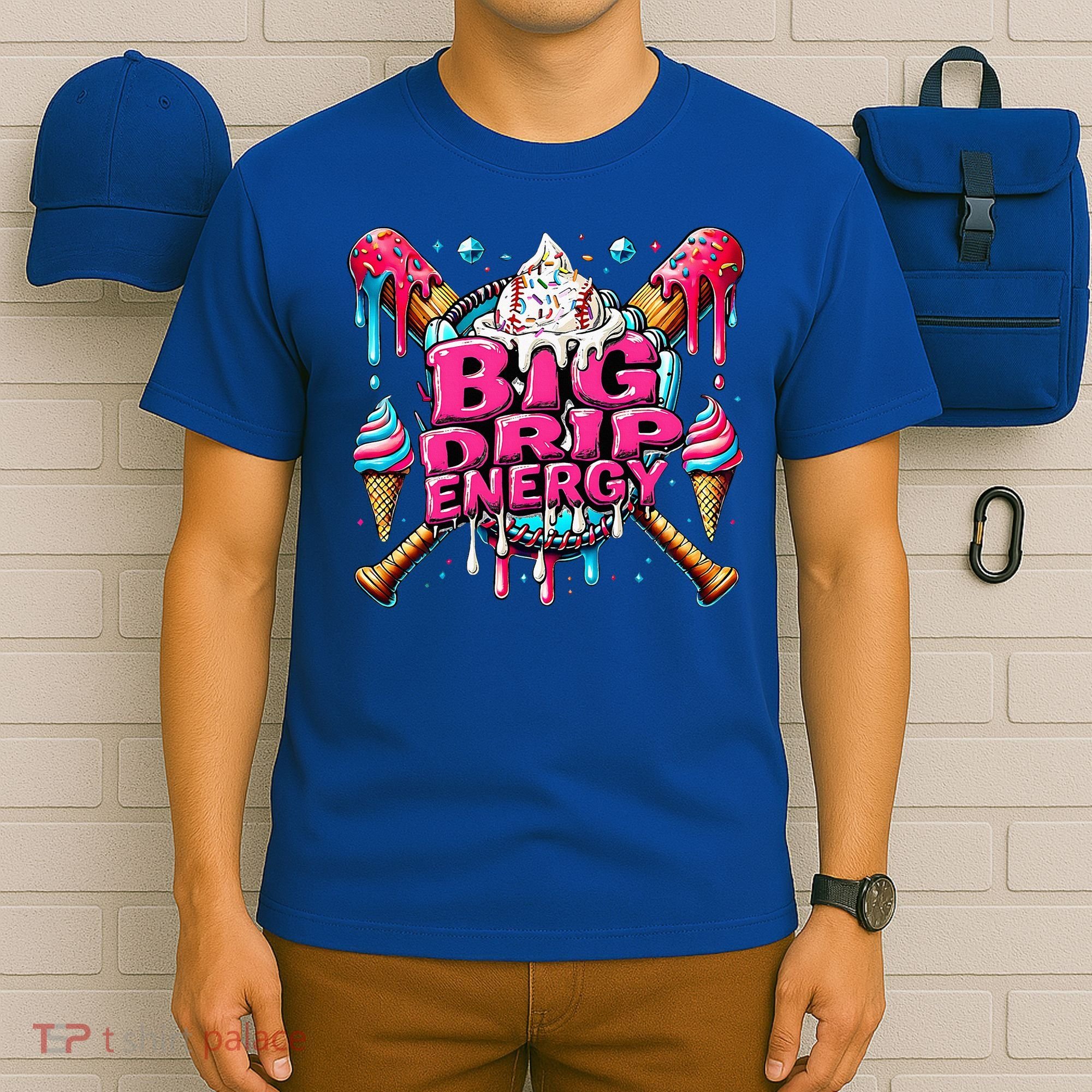 Big Drip Energy Baseball Drip Ice Cream Sprinkles T-Shirt