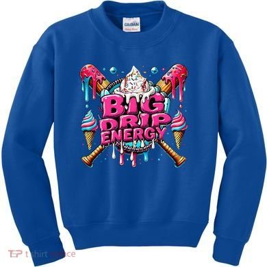 Big Drip Energy Baseball Drip Ice Cream Sprinkles Kids Sweatshirt