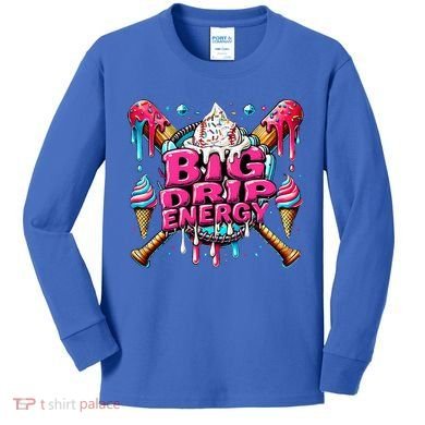 Big Drip Energy Baseball Drip Ice Cream Sprinkles Kids Long Sleeve Shirt