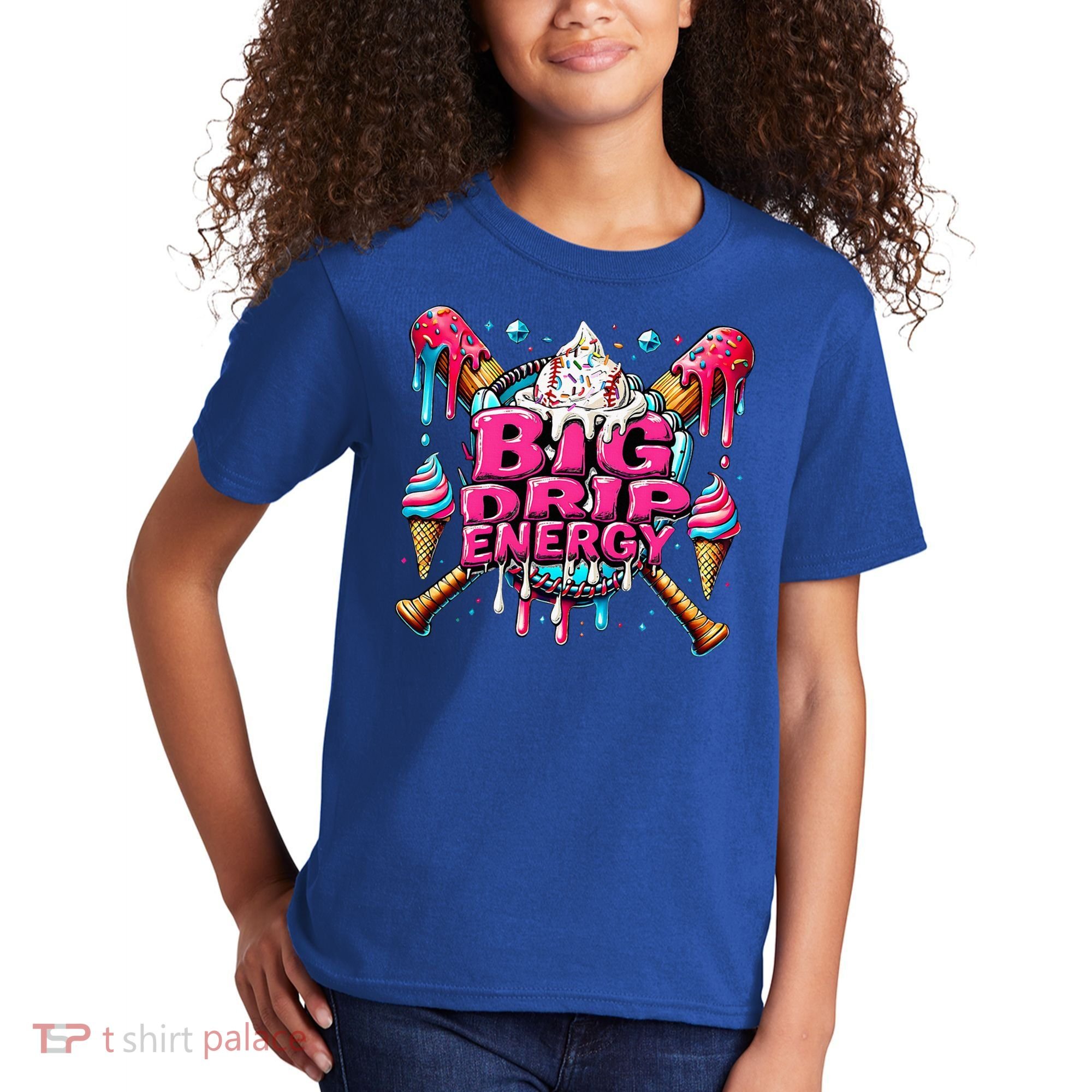 Big Drip Energy Baseball Drip Ice Cream Sprinkles Kids T-Shirt