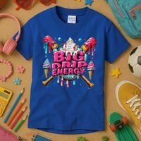 Big Drip Energy Baseball Drip Ice Cream Sprinkles Kids T-Shirt thumb 3