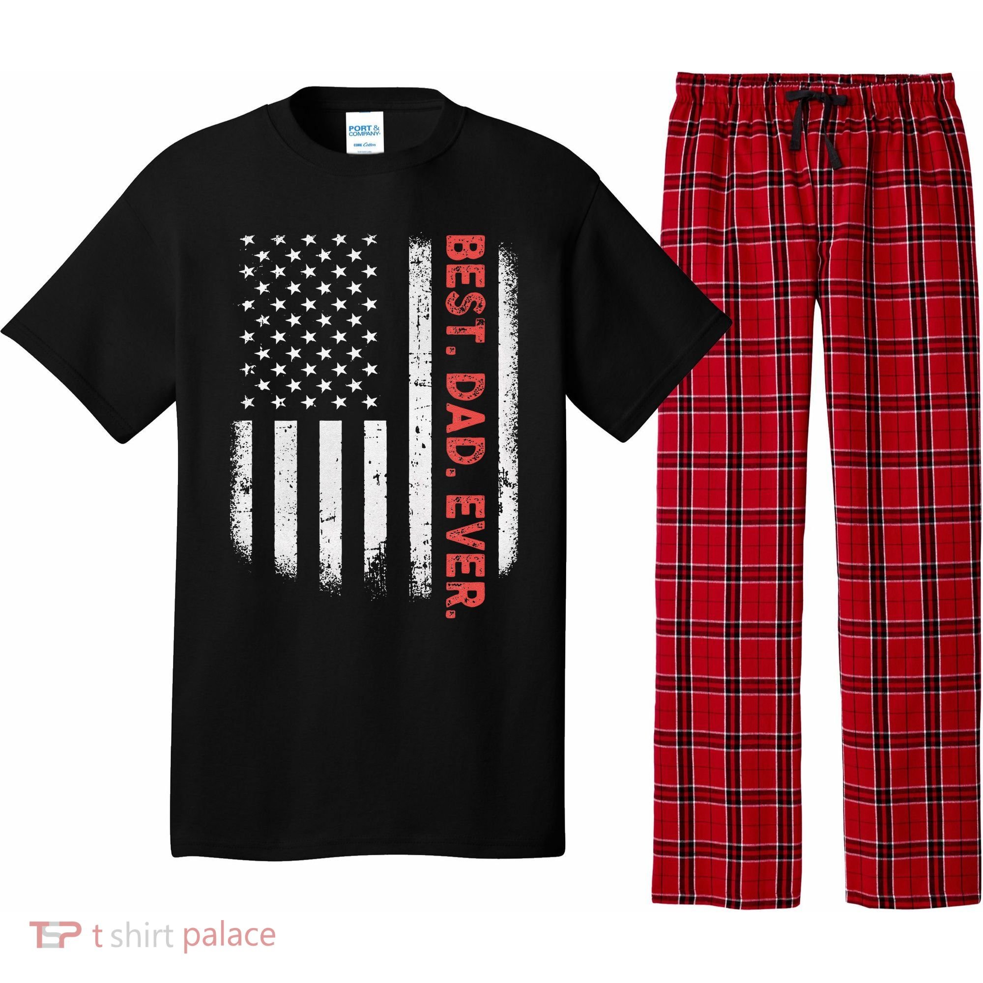 Best Dad Ever With US American Flag Gift For Fathers Day Pajama Set