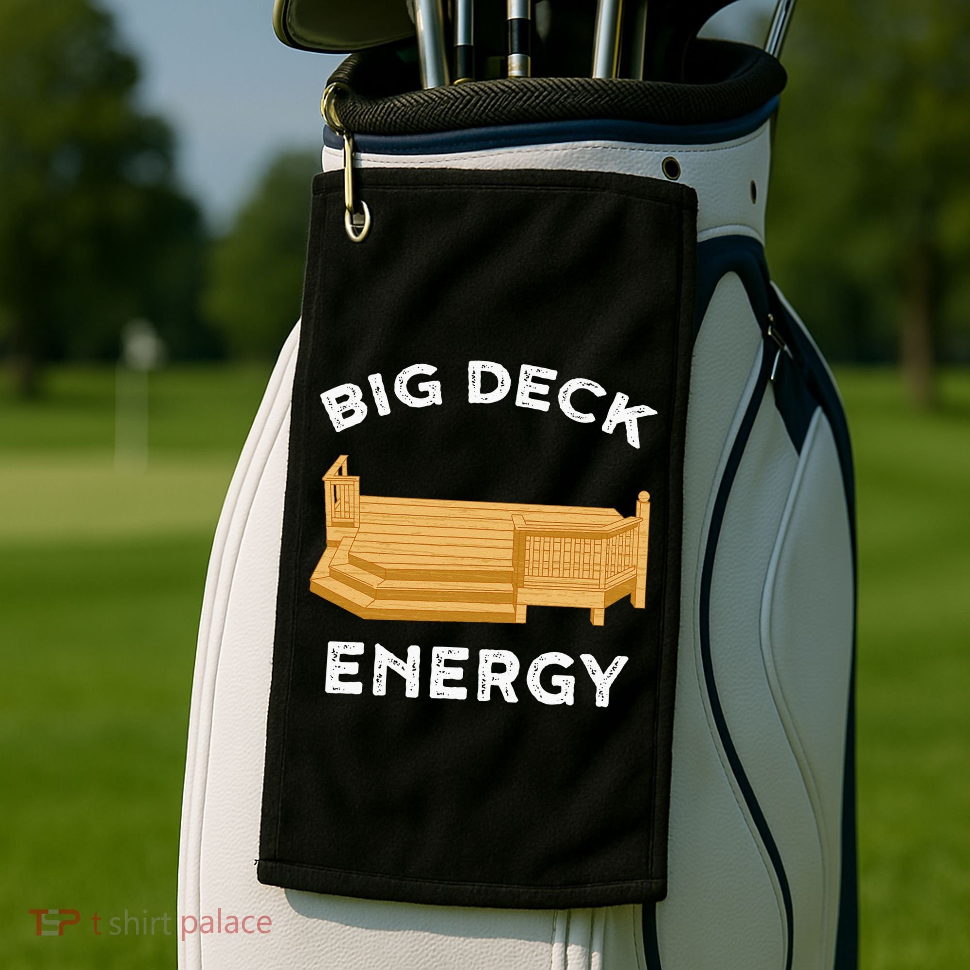Big Deck Energy Backyard Deck Patio Funny Golf Towel