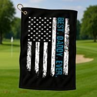 Best Daddy Ever Flag Best Dad Ever American Flag Golf Towel thumb 1