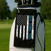 Best Daddy Ever Flag Best Dad Ever American Flag Golf Towel thumb 2