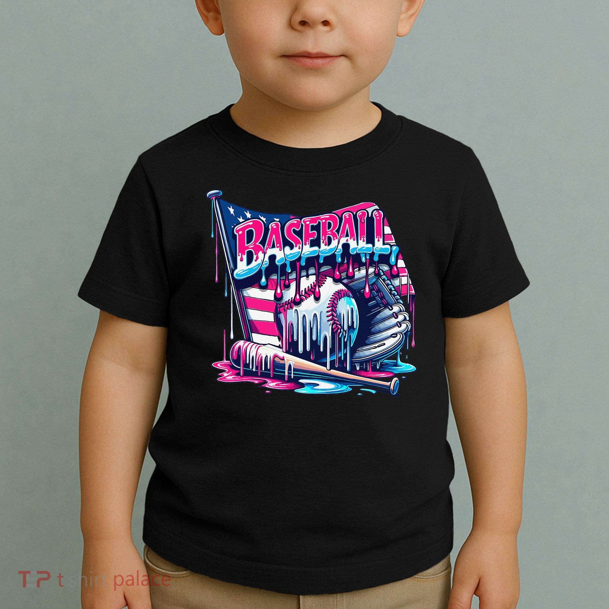 Baseball Drip For Ice Cream Drip Bat Baseball Toddler T-Shirt