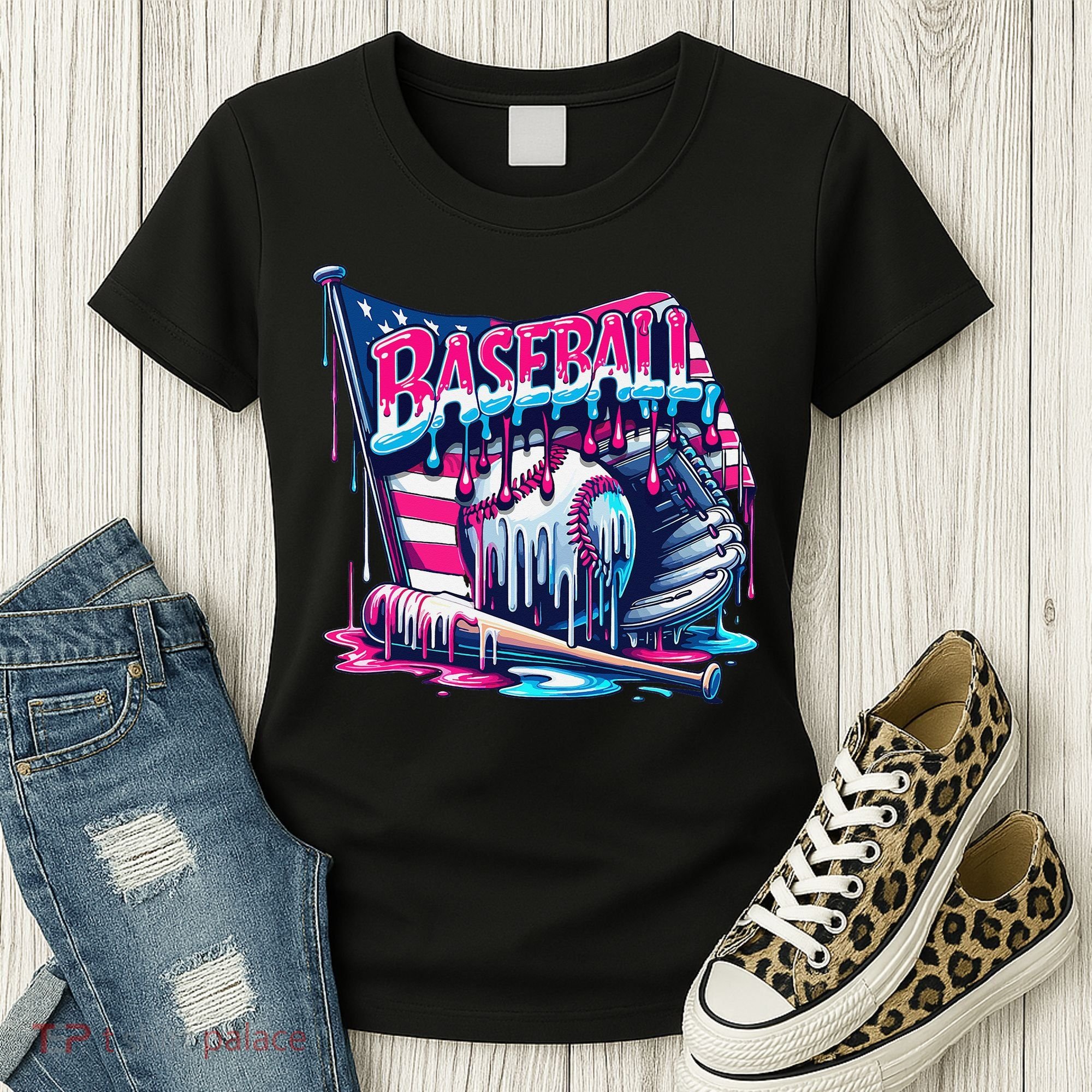 Baseball Drip For Ice Cream Drip Bat Baseball Women's T-Shirt
