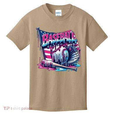 Baseball Drip For Ice Cream Drip Bat Baseball Kids T-Shirt