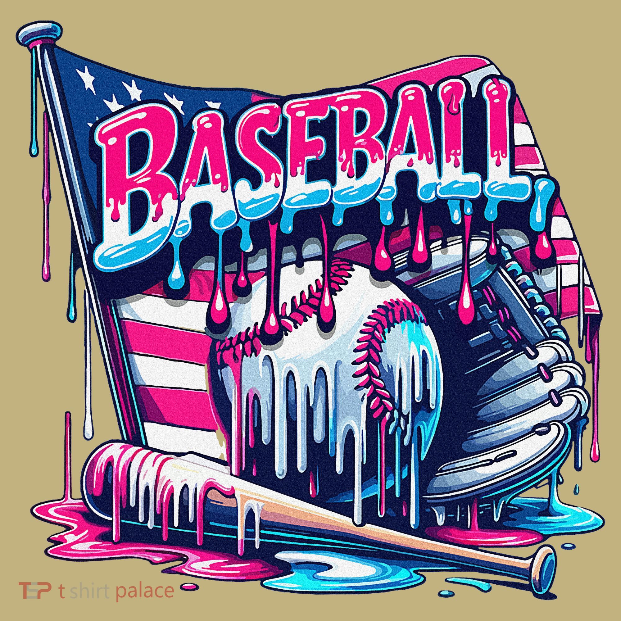 Baseball Drip For Ice Cream Drip Bat Baseball Kids T-Shirt