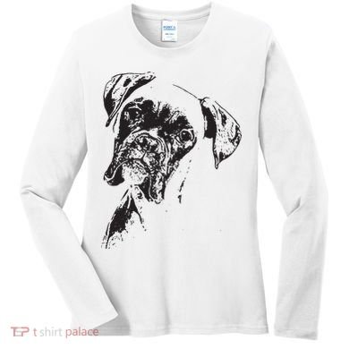 BOXER DOG FACE DOG LOVERS BOXER DOG GIFT Women's Long Sleeve Shirt
