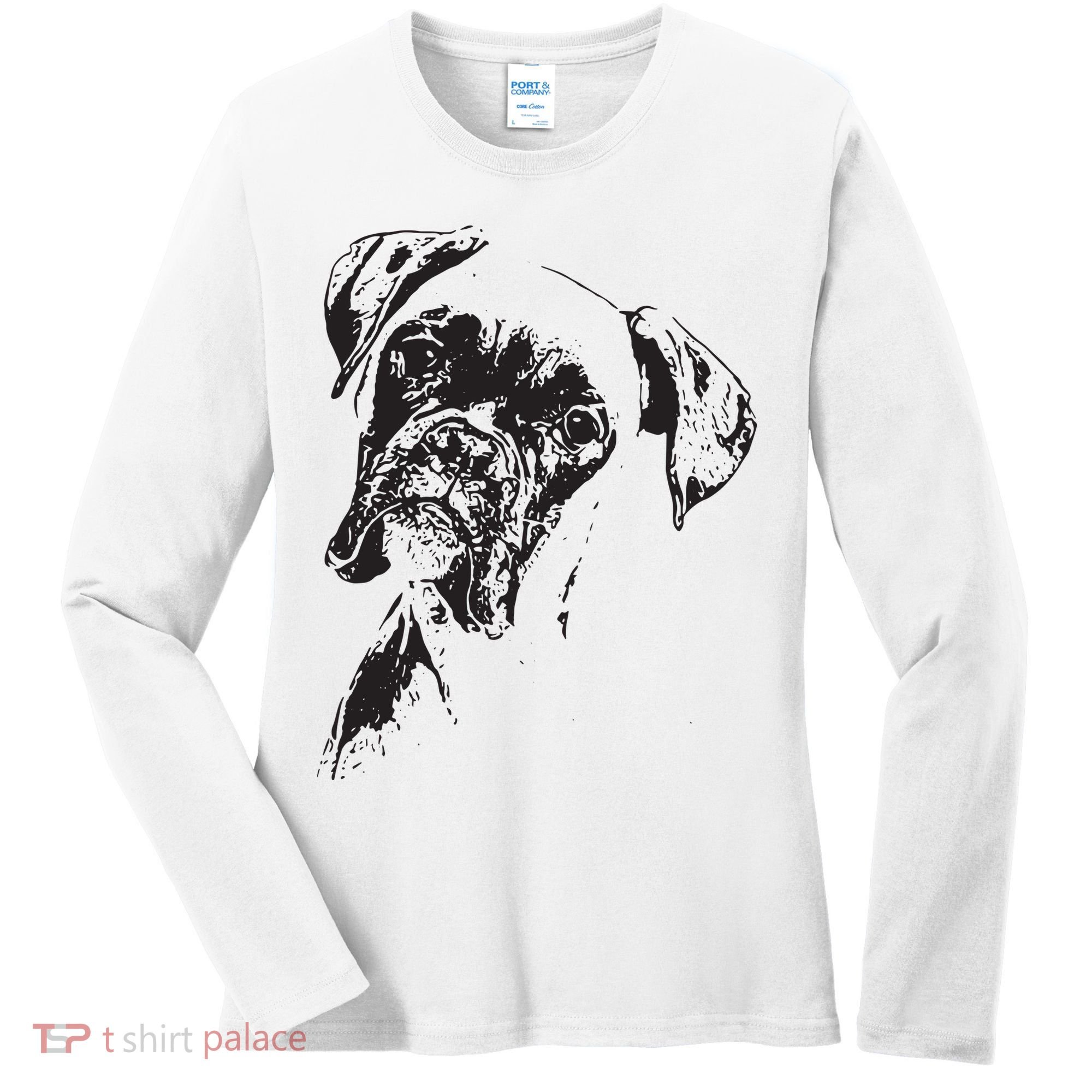 BOXER DOG FACE DOG LOVERS BOXER DOG GIFT Women's Long Sleeve Shirt