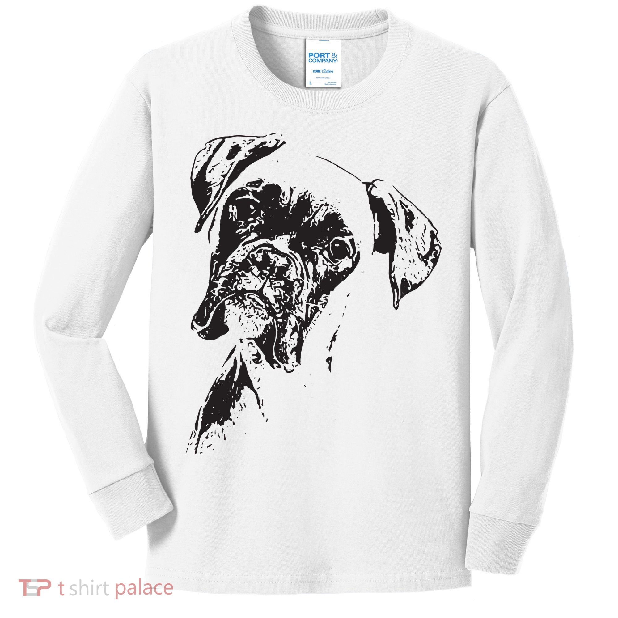 BOXER DOG FACE DOG LOVERS BOXER DOG GIFT Kids Long Sleeve Shirt