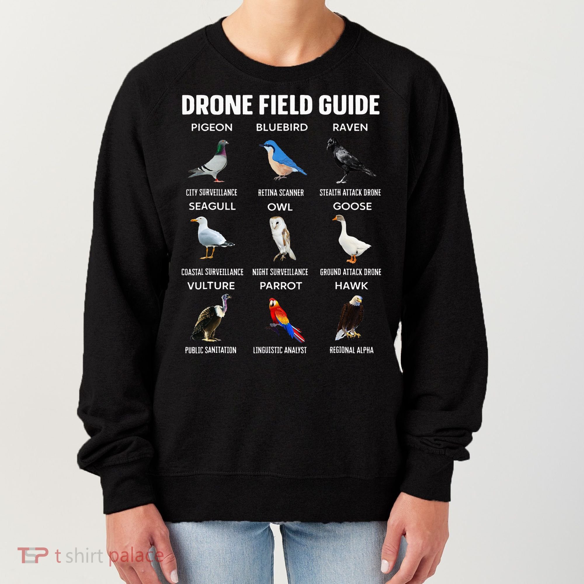 Birds Drone Field Guide They Aren’T Real Women's Sweatshirt