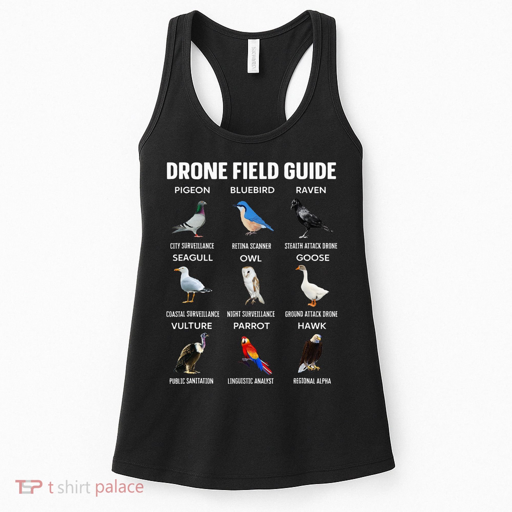 Birds Drone Field Guide They Aren’T Real Women's Tank Top