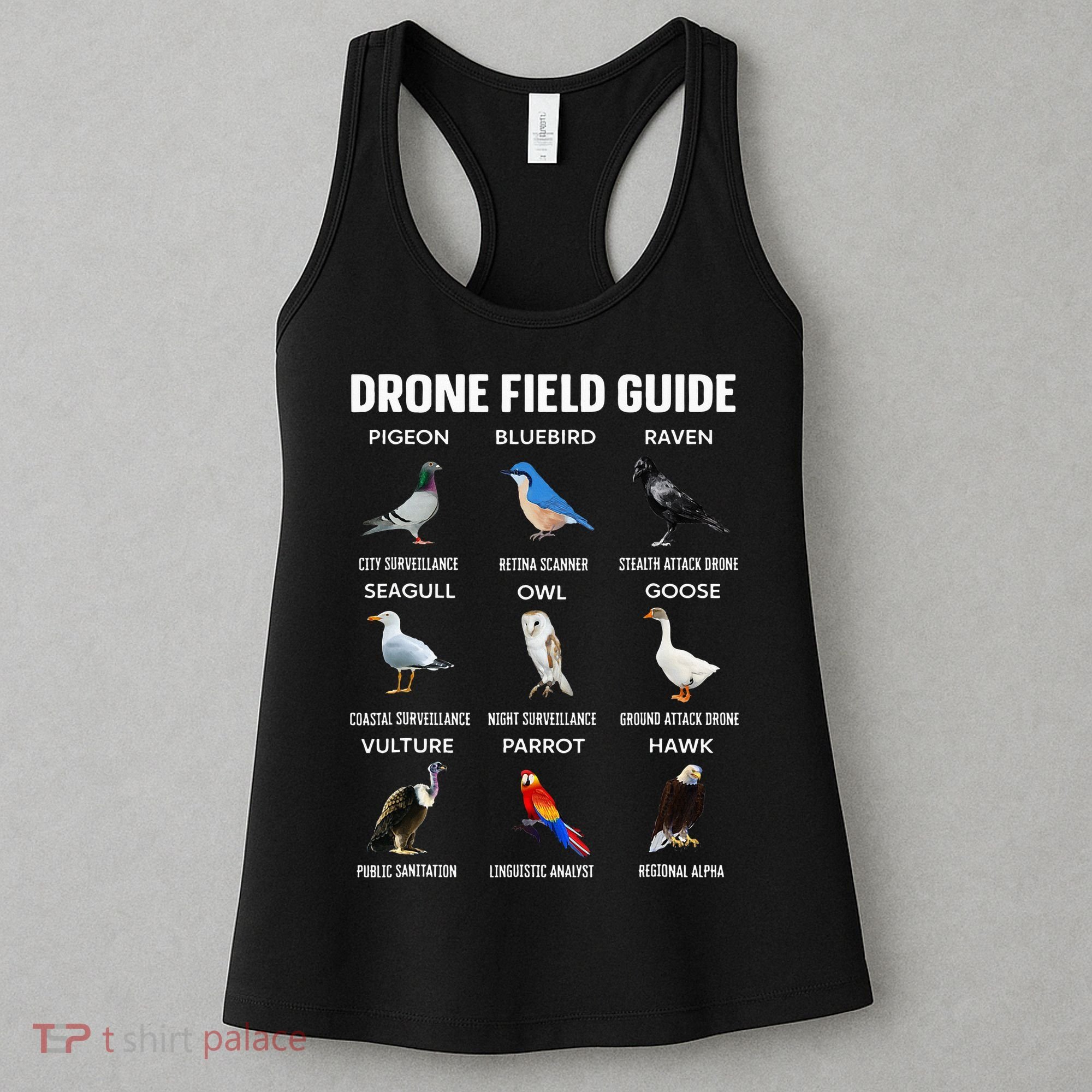 Birds Drone Field Guide They Aren’T Real Women's Tank Top