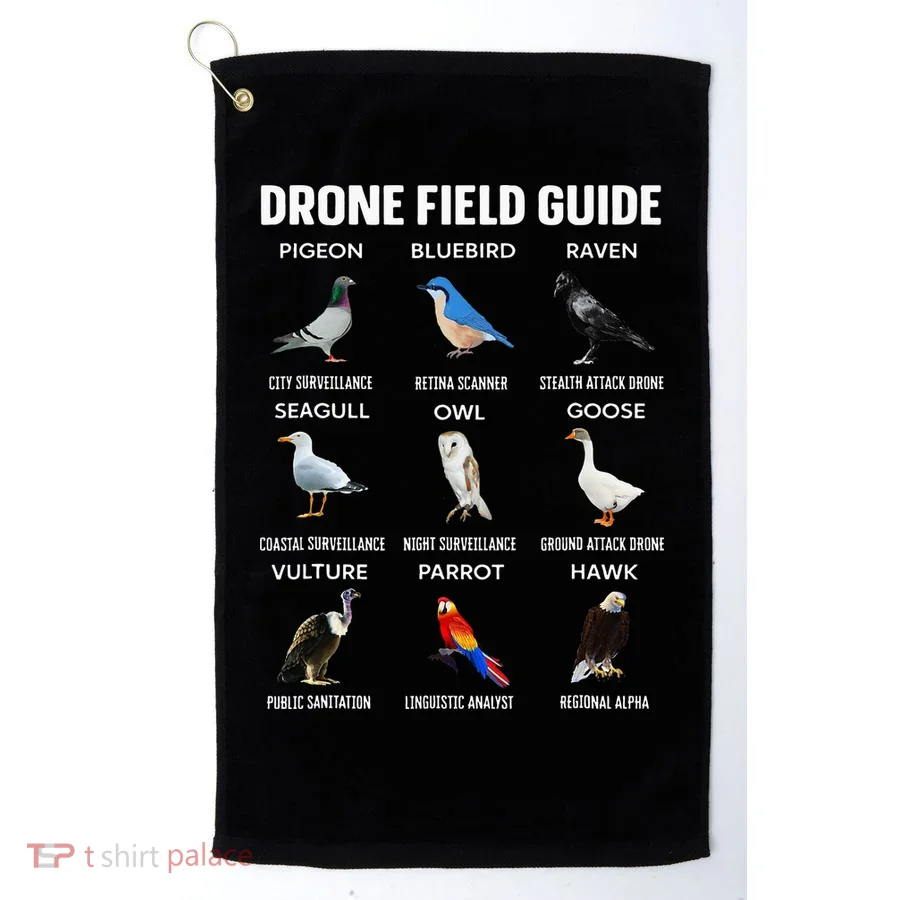 Birds Drone Field Guide They Aren’T Real Golf Towel