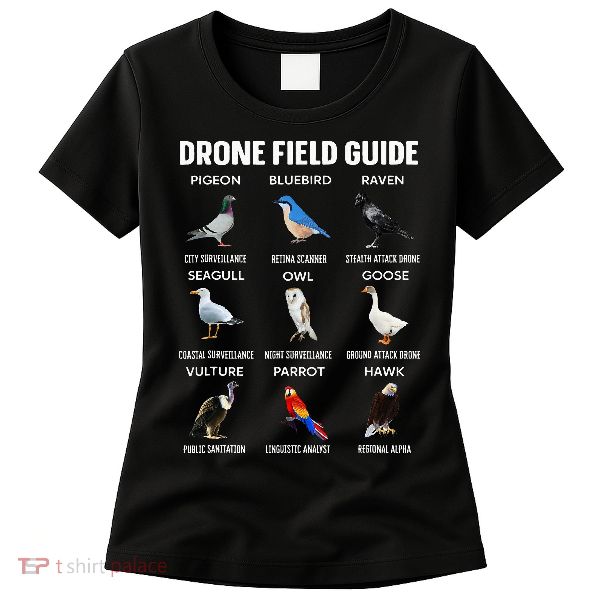 Birds Drone Field Guide They Aren’T Real Women's T-Shirt