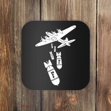 Bomber Dropping F Bombs Funny retro boy Coaster