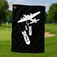 Bomber Dropping F Bombs Funny retro boy Golf Towel thumb 1