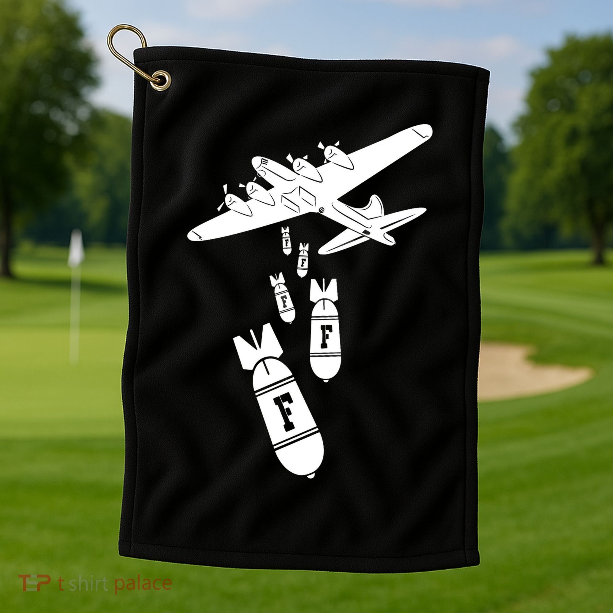 Bomber Dropping F Bombs Funny retro boy Golf Towel