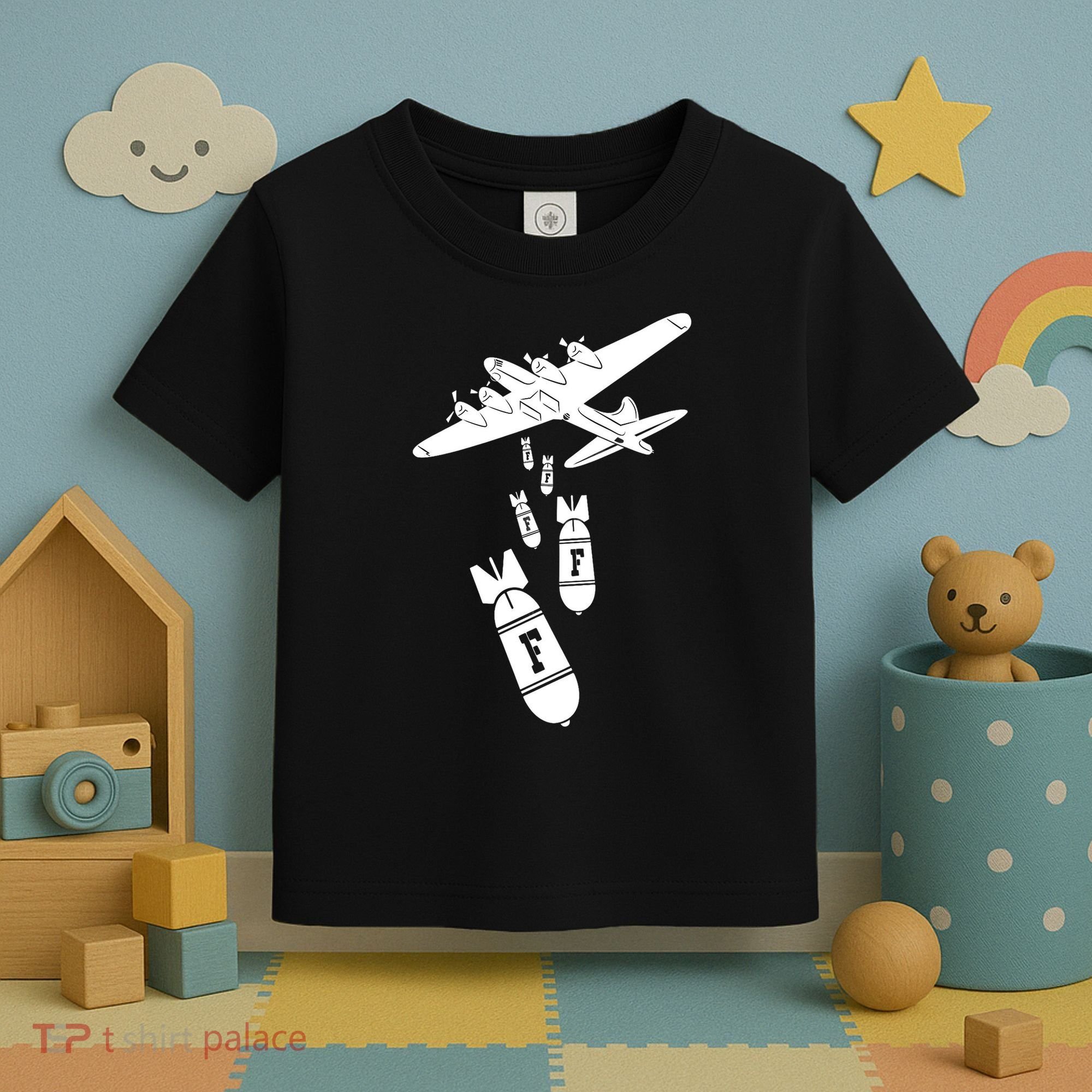 Bomber Dropping F Bombs Funny retro boy Toddler T-Shirt