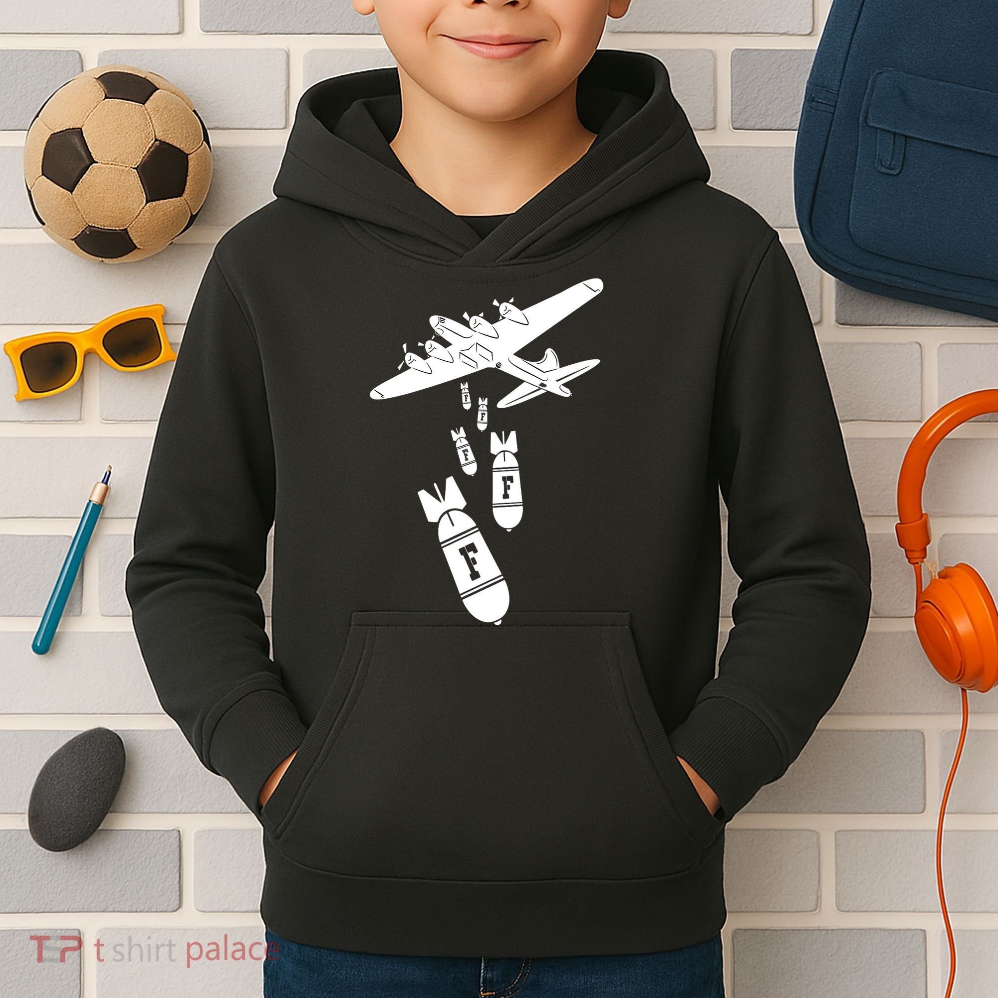 Bomber Dropping F Bombs Funny retro boy Kids Hoodie