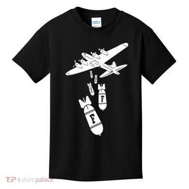 Bomber Dropping F Bombs Funny retro boy Kids T-Shirt
