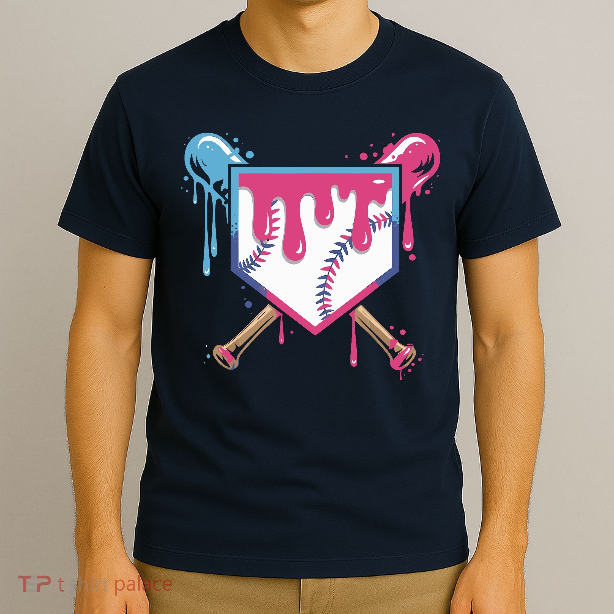 Baseball Drip FIce Cream Drip Baseball T-Shirt