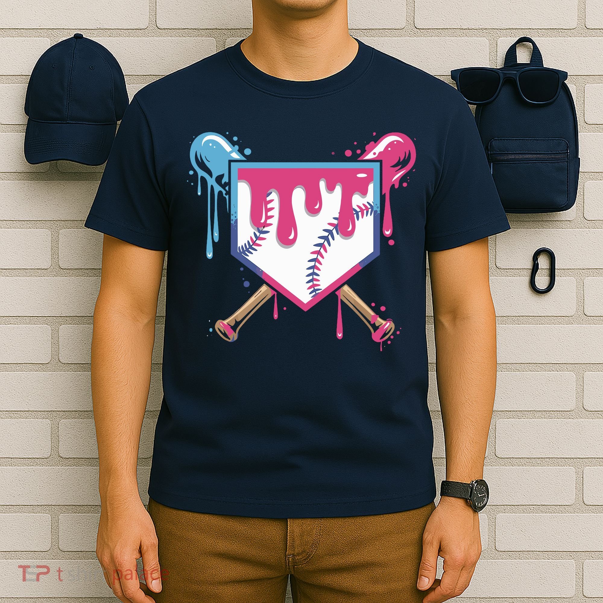 Baseball Drip FIce Cream Drip Baseball T-Shirt