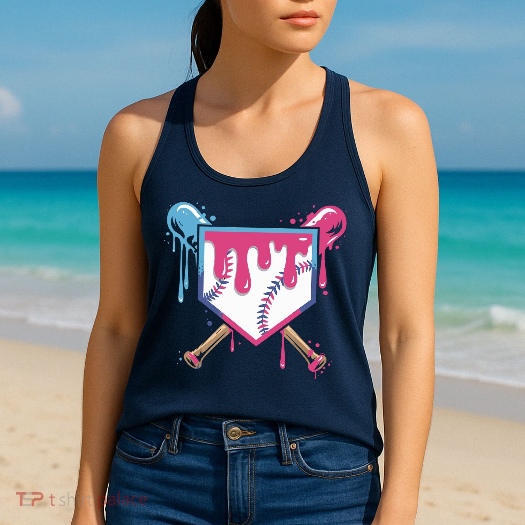 Baseball Drip FIce Cream Drip Baseball Women's Tank Top