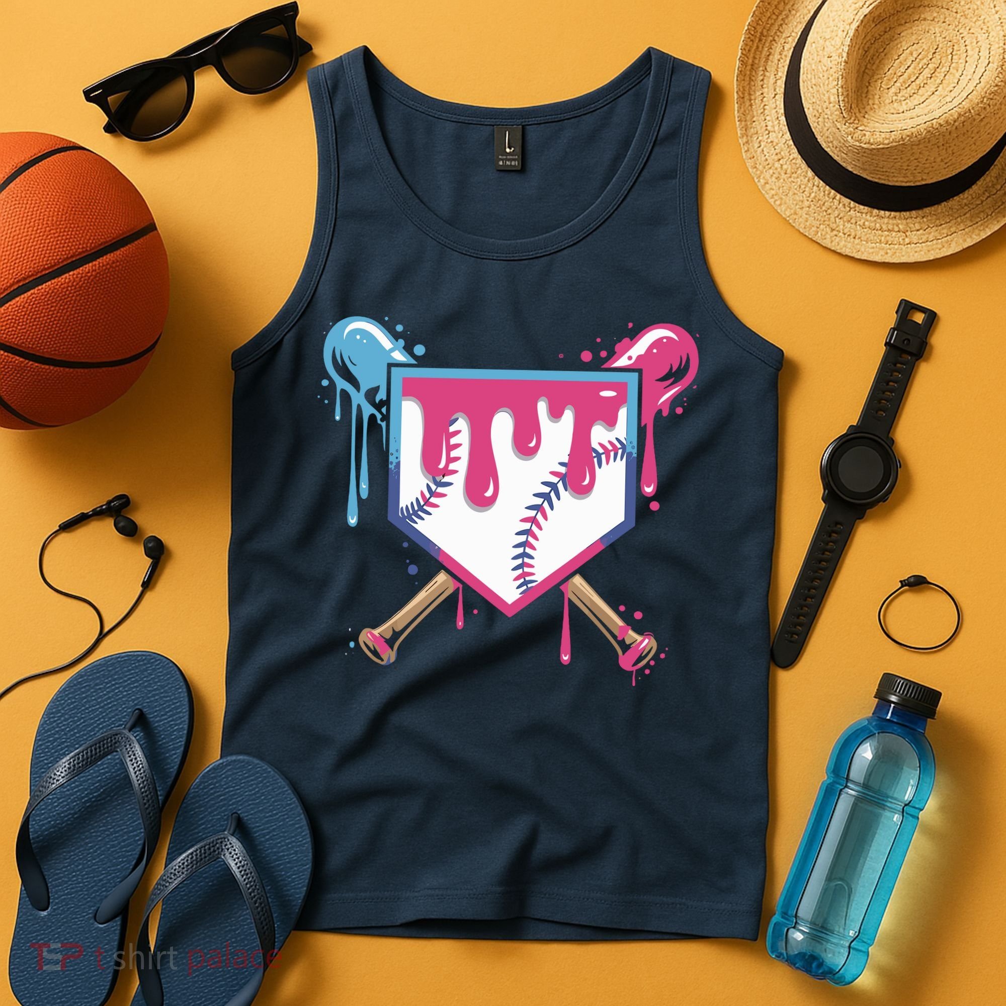 Baseball Drip FIce Cream Drip Baseball Tank Top