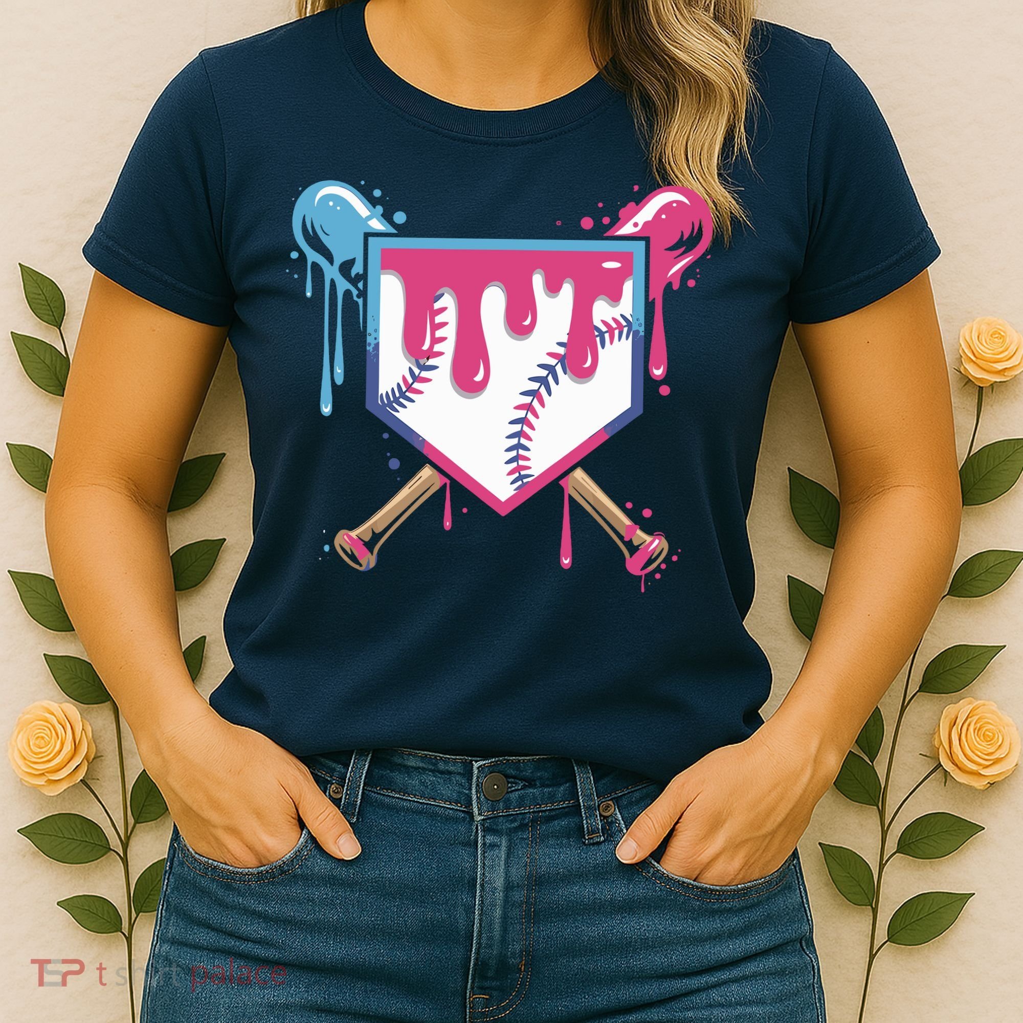 Baseball Drip FIce Cream Drip Baseball Women's T-Shirt