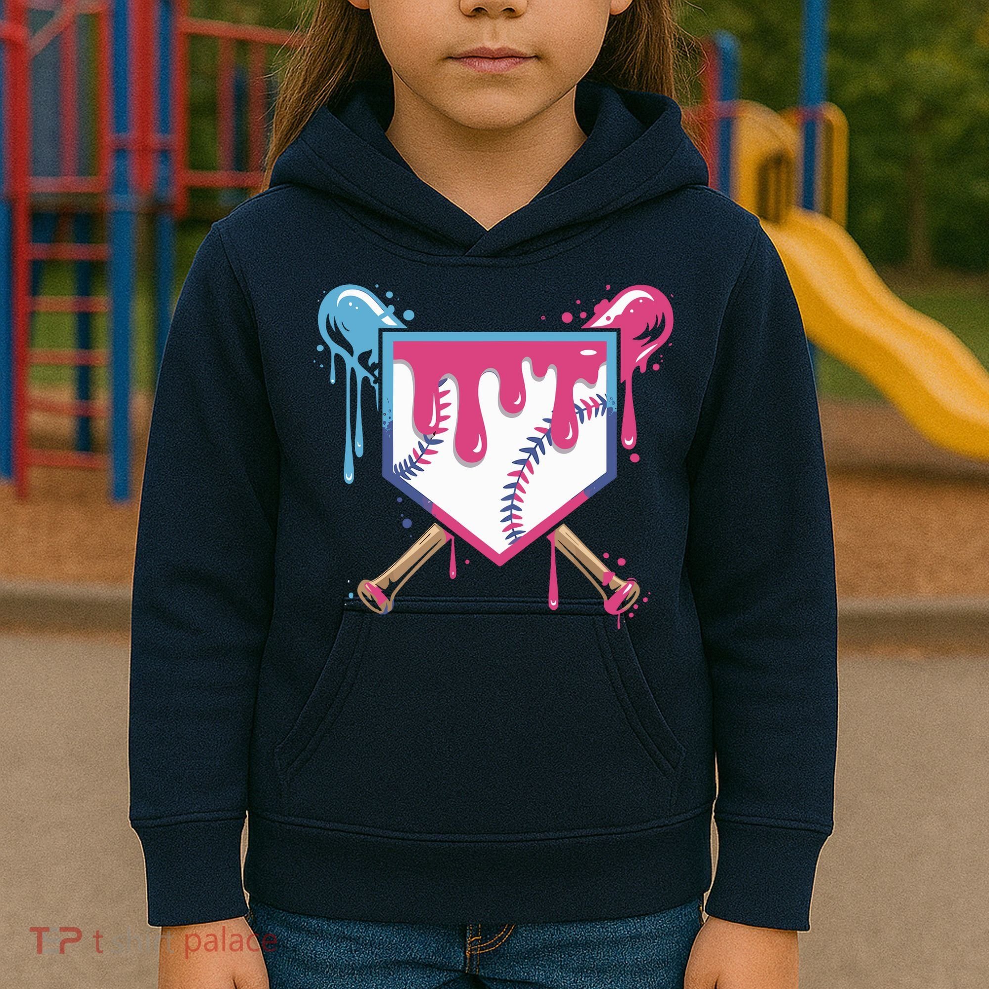 Baseball Drip FIce Cream Drip Baseball Kids Hoodie