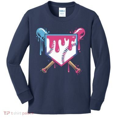 Baseball Drip FIce Cream Drip Baseball Kids Long Sleeve Shirt