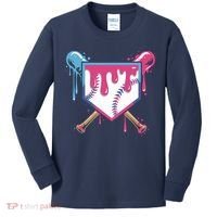 Baseball Drip FIce Cream Drip Baseball Kids Long Sleeve Shirt thumb 0