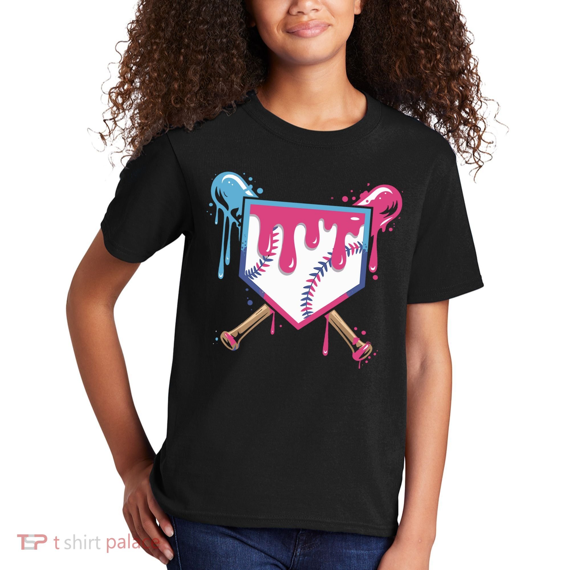 Baseball Drip FIce Cream Drip Baseball Kids T-Shirt