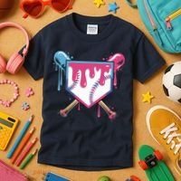Baseball Drip FIce Cream Drip Baseball Kids T-Shirt thumb 3