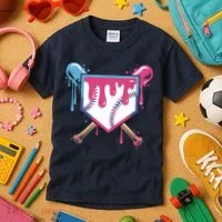 Baseball Drip FIce Cream Drip Baseball Kids T-Shirt thumb 3