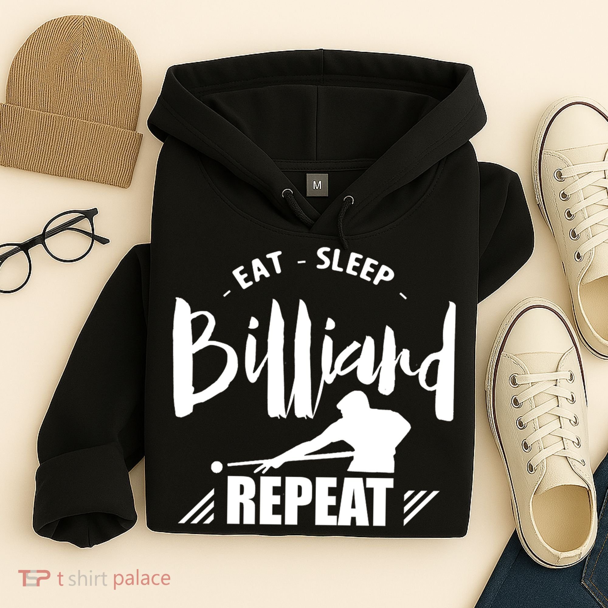 Billiards Dad Funny Eat Sleep Billiards Repeat Gift Father's Day Hoodie